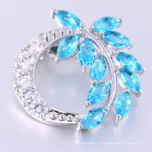 Breloque pierre de luxe en forme de feuille bleue pour femme